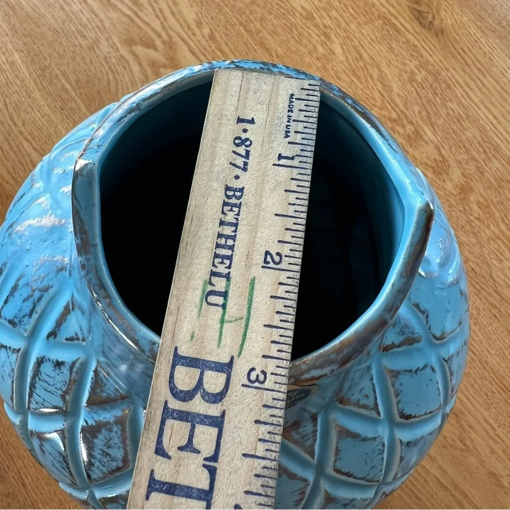 Large Savoy Decorative Ceramic Vase Aqua With Gold Sheen Overglaze